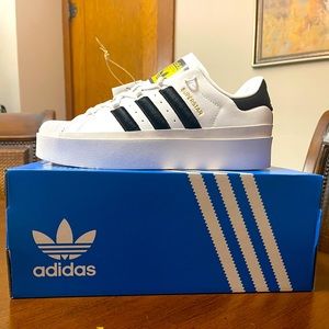 ADIDAS superstar Bonega white black Casual walking fashion PLATFORM shoes womens